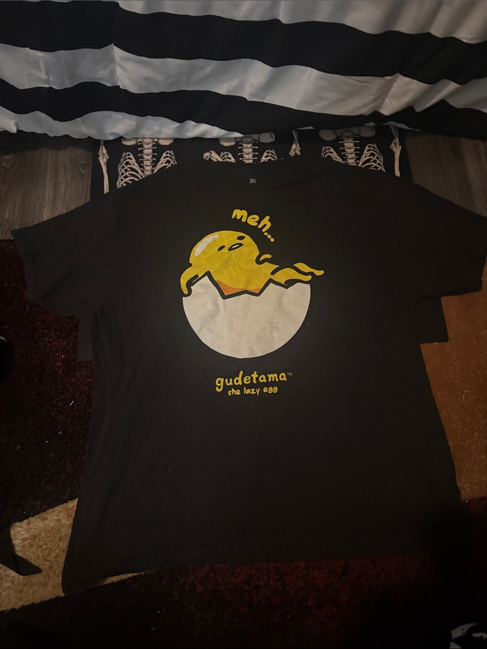 Unisex Black Graphic T-Shirt - The Lazy Egg Gudetama